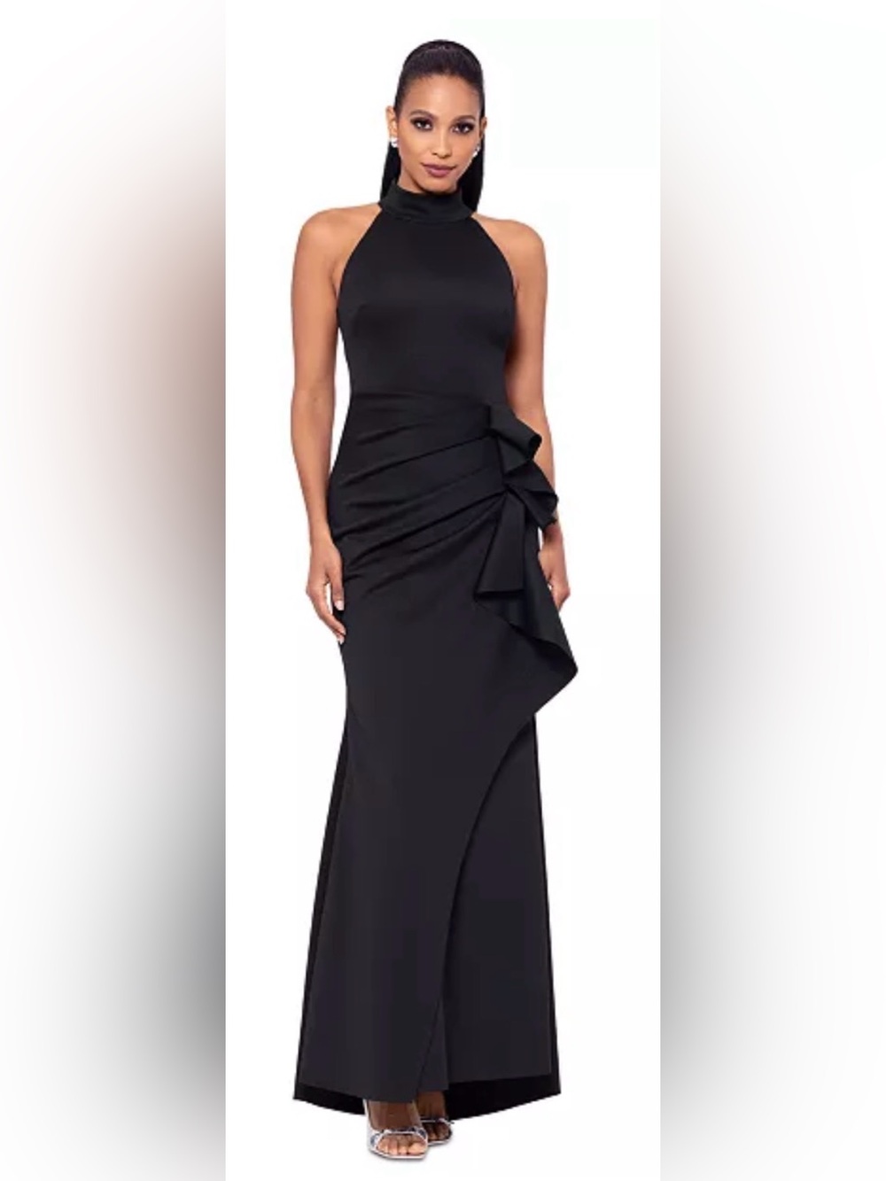 XSCAPE Ruffled Sleeveless Scuba Fit & Flare Dress
